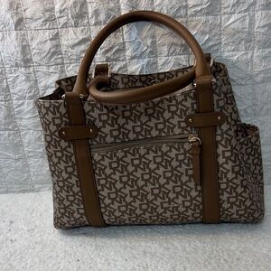 DKNY Brown Patterned Tote Bag